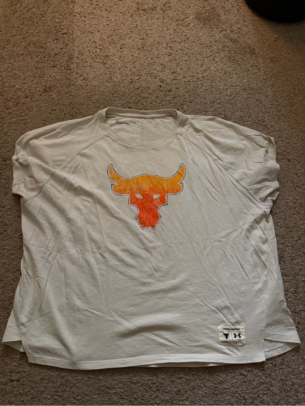 Under Armour Project Rock White Short-Sleeve Graphic Shirt - Orange Bull Logo